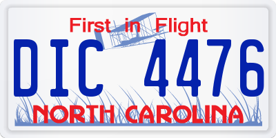 NC license plate DIC4476
