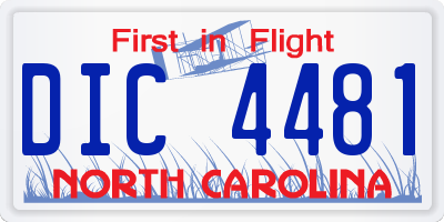 NC license plate DIC4481