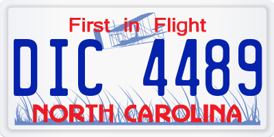 NC license plate DIC4489