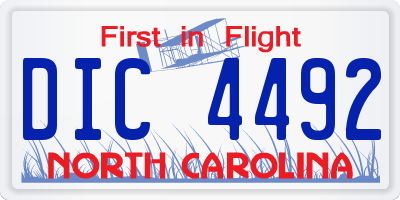 NC license plate DIC4492