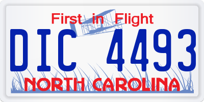 NC license plate DIC4493