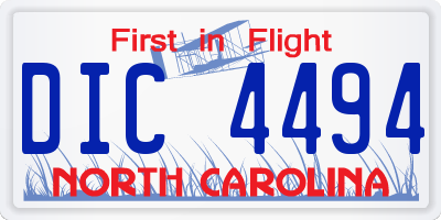 NC license plate DIC4494