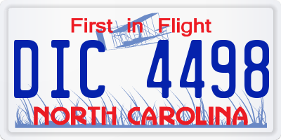 NC license plate DIC4498