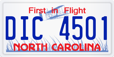 NC license plate DIC4501