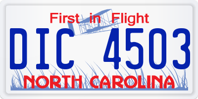 NC license plate DIC4503