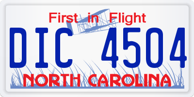 NC license plate DIC4504