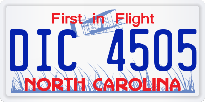 NC license plate DIC4505