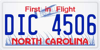 NC license plate DIC4506