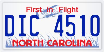 NC license plate DIC4510