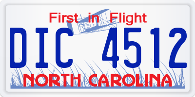 NC license plate DIC4512