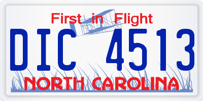 NC license plate DIC4513