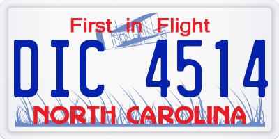 NC license plate DIC4514