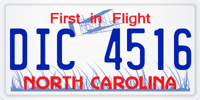 NC license plate DIC4516