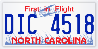 NC license plate DIC4518