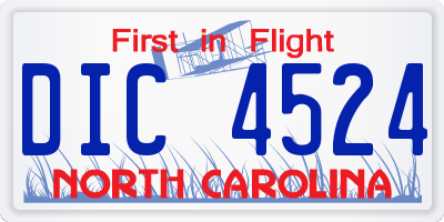 NC license plate DIC4524