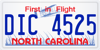 NC license plate DIC4525