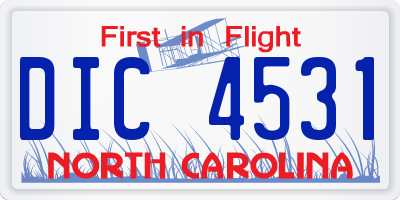 NC license plate DIC4531