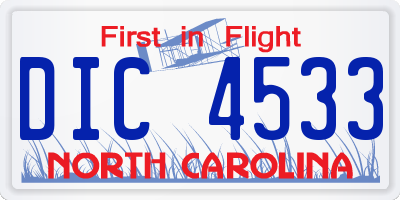 NC license plate DIC4533