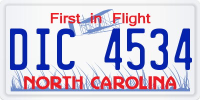 NC license plate DIC4534