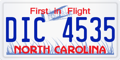 NC license plate DIC4535