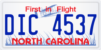 NC license plate DIC4537