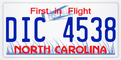 NC license plate DIC4538