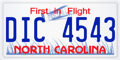 NC license plate DIC4543
