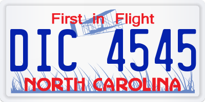NC license plate DIC4545
