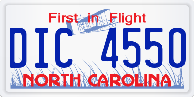 NC license plate DIC4550