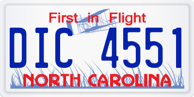 NC license plate DIC4551