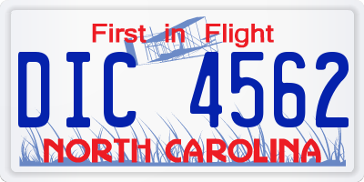 NC license plate DIC4562
