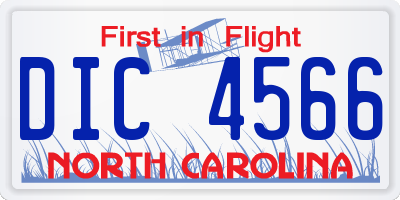 NC license plate DIC4566