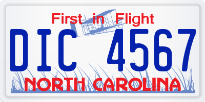 NC license plate DIC4567