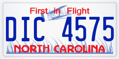 NC license plate DIC4575