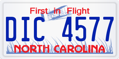 NC license plate DIC4577