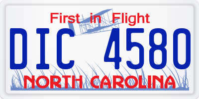 NC license plate DIC4580