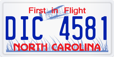 NC license plate DIC4581