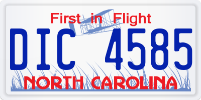 NC license plate DIC4585