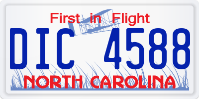 NC license plate DIC4588