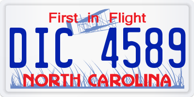 NC license plate DIC4589