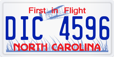 NC license plate DIC4596