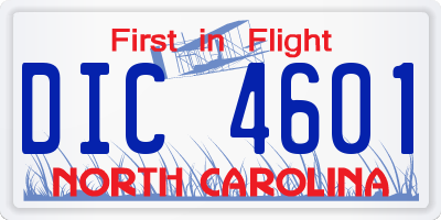 NC license plate DIC4601