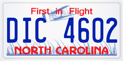NC license plate DIC4602