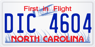 NC license plate DIC4604