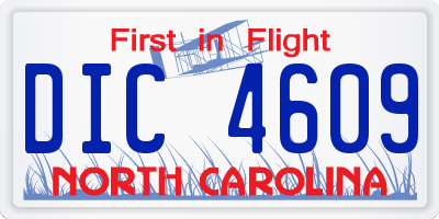 NC license plate DIC4609