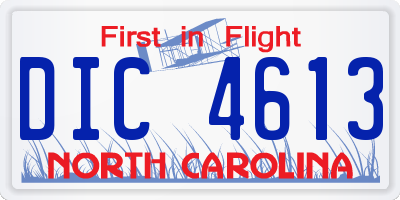 NC license plate DIC4613