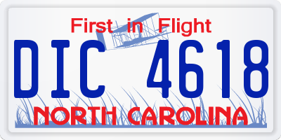 NC license plate DIC4618