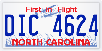 NC license plate DIC4624