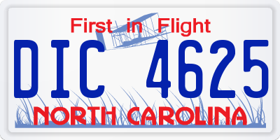 NC license plate DIC4625
