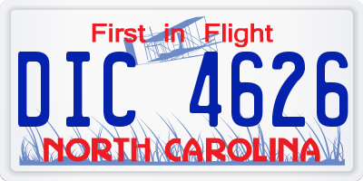 NC license plate DIC4626